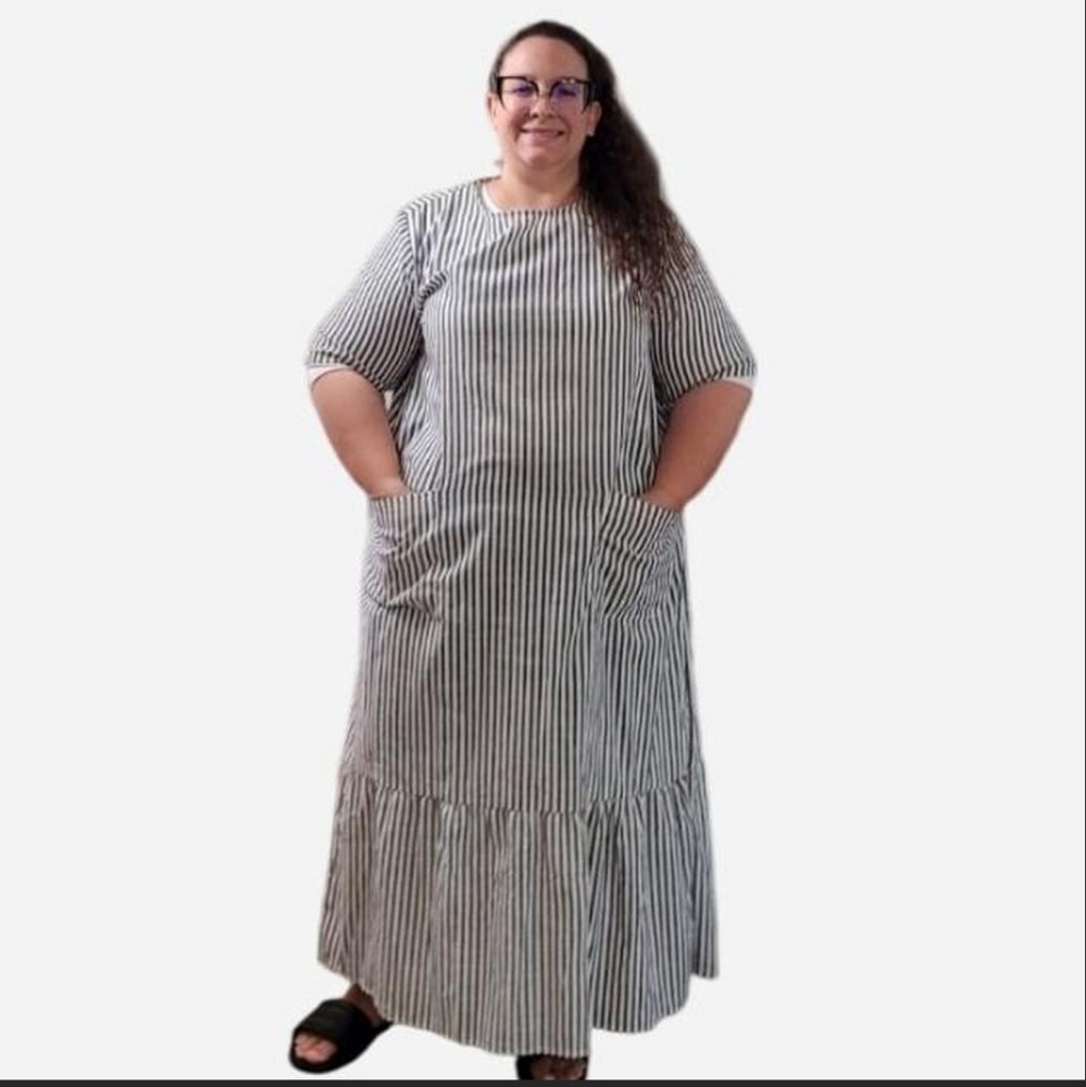 Striped Black Midi Dress